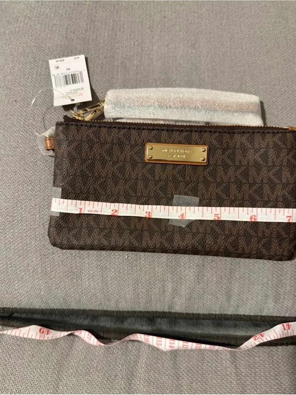 Michael Kors Brown Signature Wristlet Clutch